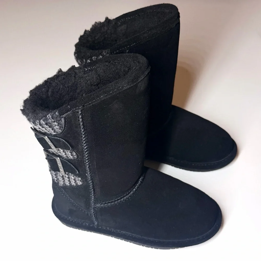 Bearpaw Girl's Boshie Black Suede Water Resistant Boots - Size 13